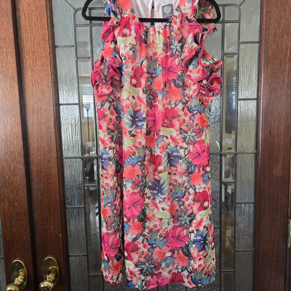 Vince Camuto Floral Print Ruffle Sleeve Dress Women’s Size 14
